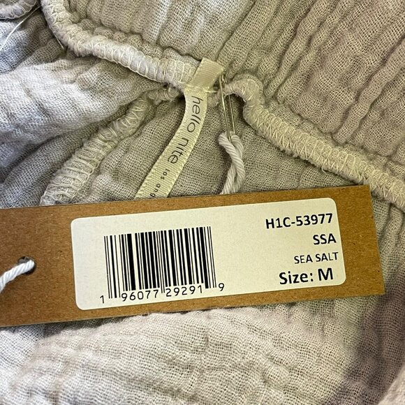 Hello Nite Gray Gauze Elastic Waist Wide Leg Crop Pants NWT Medium - Picture 4 of 5